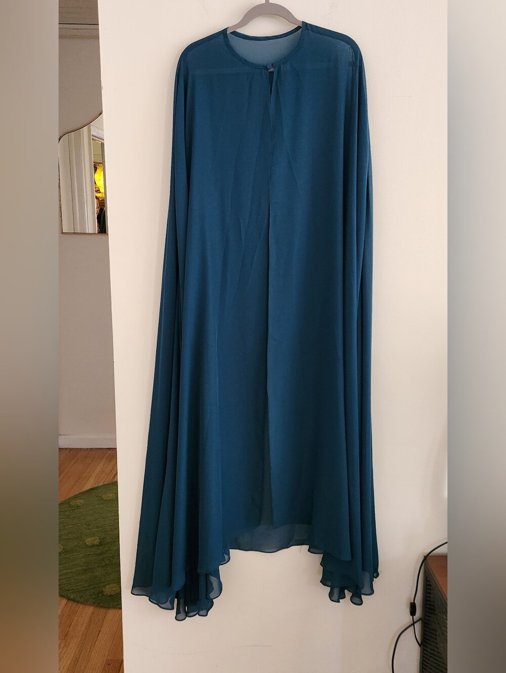JJ’s House Peacock Teal Sheer Chiffon Long Cape Wrap One Size NWOT